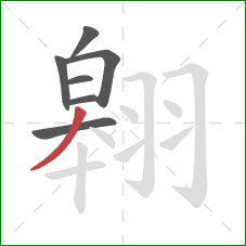 翱的笔顺第7画:撇 翱的笔顺第7画:撇