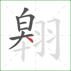 翱的笔顺第8画:点 翱的笔顺第8画:点