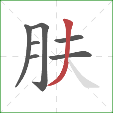 肤的笔顺第7画：撇