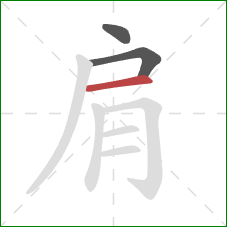 肩的笔顺第3画：横