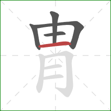 胄的笔顺第5画:横 胄的笔顺第5画:横