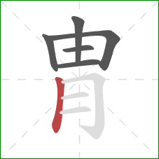 胄的笔顺第6画:竖 胄的笔顺第6画:竖