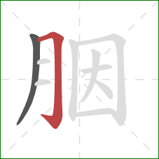 胭的笔顺第2画:横折钩 胭的笔顺第2画:横折钩