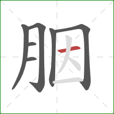 胭的笔顺第7画:横 胭的笔顺第7画:横