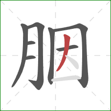 胭的笔顺第8画:撇 胭的笔顺第8画:撇