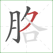 胳的笔顺第6画:横撇 胳的笔顺第6画:横撇