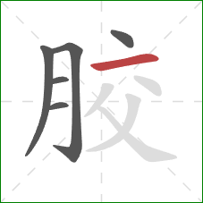 胶的笔顺第6画：横