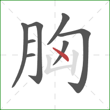 胸的笔顺第8画：点