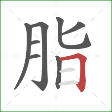 脂的笔顺第8画：横折