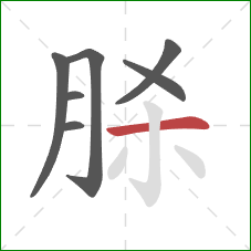 脎的笔顺第7画：横