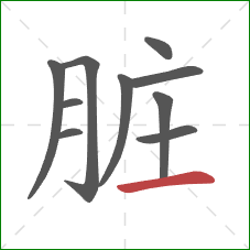 脏的笔顺第10画:横 脏的笔顺第10画:横