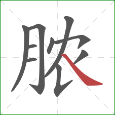 脓的笔顺第10画：捺