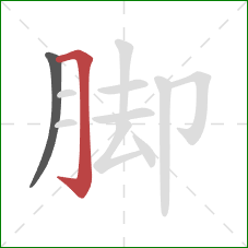 脚的笔顺第2画：横折钩