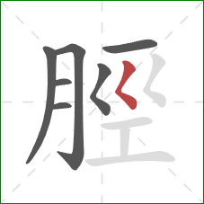 脛的笔顺第7画：撇点