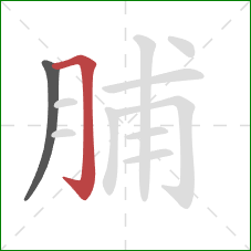 脯的笔顺第2画：横折钩