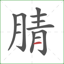 腈的笔顺第12画：横