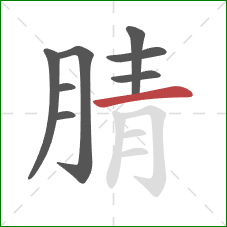 腈的笔顺第8画：横