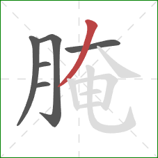 腌的笔顺第6画:撇 腌的笔顺第6画:撇