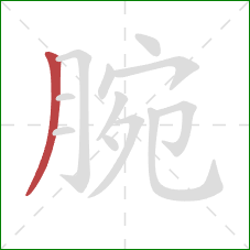 腕的笔顺第1画：撇