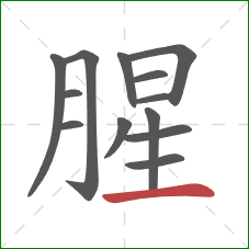 腥的笔顺第13画：横