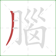 腦的笔顺第1画:撇 腦的笔顺第1画:撇