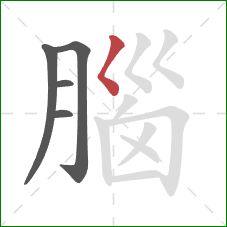 腦的笔顺第5画:撇点 腦的笔顺第5画:撇点