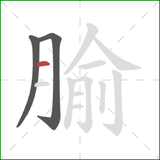 腧的笔顺第3画：横