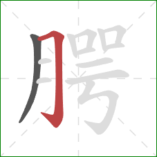 腭的笔顺第2画:横折钩 腭的笔顺第2画:横折钩