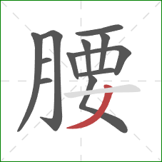 腰的笔顺第12画：撇