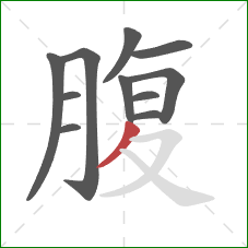 腹的笔顺第11画：撇