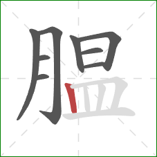 腽的笔顺第9画:竖 腽的笔顺第9画:竖