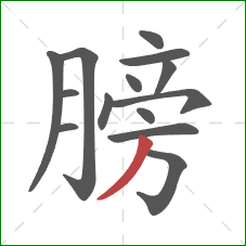 膀的笔顺第14画：撇