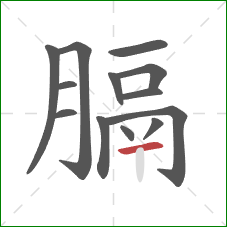 膈的笔顺第13画:横 膈的笔顺第13画:横