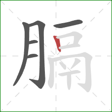 膈的笔顺第6画:竖 膈的笔顺第6画:竖