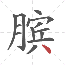 膑的笔顺第14画：点