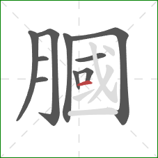 膕的笔顺第10画：横