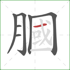 膕的笔顺第7画：横