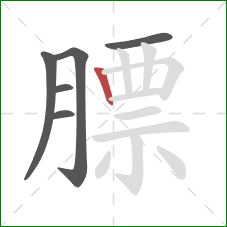 膘的笔顺第6画:竖 膘的笔顺第6画:竖