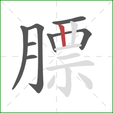 膘的笔顺第8画:竖 膘的笔顺第8画:竖