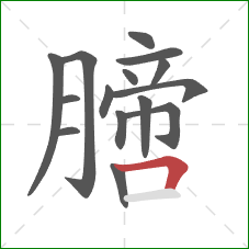 膪的笔顺第15画：横折