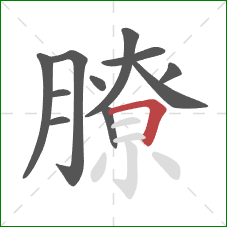 膫的笔顺第11画:横折 膫的笔顺第11画:横折