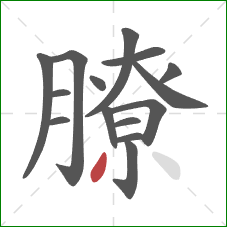 膫的笔顺第15画:撇 膫的笔顺第15画:撇