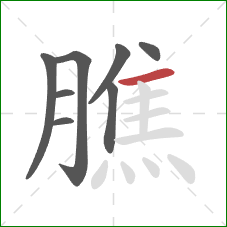 膲的笔顺第8画:横 膲的笔顺第8画:横