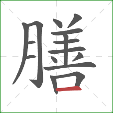 膳的笔顺第16画：横