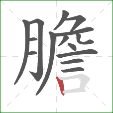 膽的笔顺第15画：竖