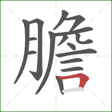 膽的笔顺第16画：横折