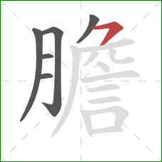 膽的笔顺第6画：横撇