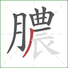 膿的笔顺第12画：撇