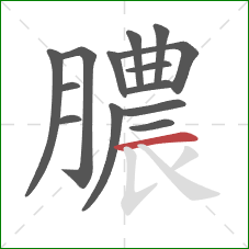 膿的笔顺第14画：横