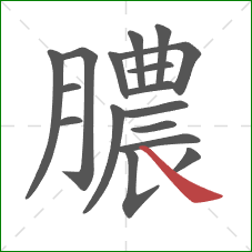 膿的笔顺第17画：捺